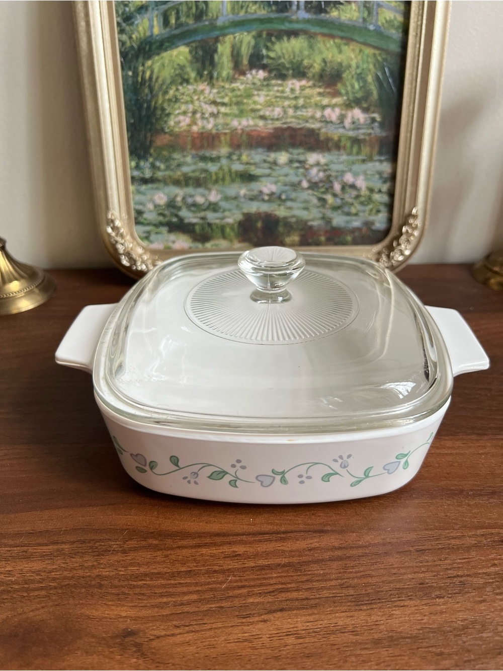 Vintage Country Cottage CorningWare A1B Casserole Dish W Glass B17 Lid